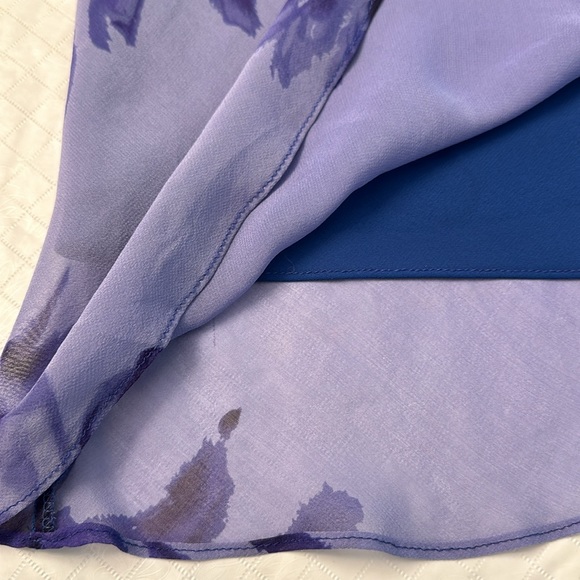 Vintage Silk Floral Slip Maxi Dress Pullover Purple Blue Colors SZ 4 Cowl Neck - Picture 10 of 16